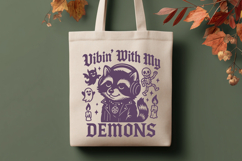 Vibin With My Demons SVG, Cute Goth Raccoon Funny Spooky PNG Product Image 2