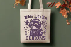 Vibin With My Demons SVG, Cute Goth Raccoon Funny Spooky PNG Product Image 2