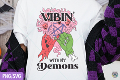 Vibin With My Demons Png Svg, Funny Halloween Png, Fall Png Product Image 1