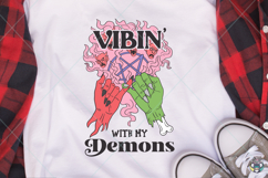 Vibin With My Demons Png Svg, Funny Halloween Png, Fall Png Product Image 2