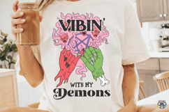 Vibin With My Demons Png Svg, Funny Halloween Png, Fall Png Product Image 3