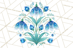 Enchanted Folk Art Florals Clipart, Stylized Flowers Png Product Image 3