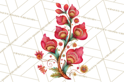 Enchanted Folk Art Florals Clipart, Stylized Flowers Png Product Image 2