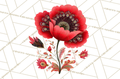 Enchanted Folk Art Florals Clipart, Stylized Flowers Png Product Image 5