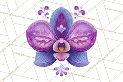 Enchanted Folk Art Florals Clipart, Stylized Flowers Png Product Image 5