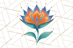 Enchanted Folk Art Florals Clipart, Stylized Flowers Png Product Image 5