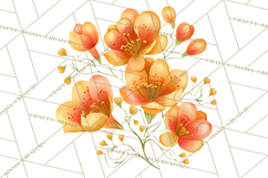 Enchanted Folk Art Florals Clipart, Stylized Flowers Png Product Image 2
