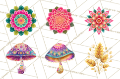 Enchanted Folk Art Florals Clipart, Stylized Flowers Png Product Image 2
