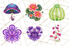 Enchanted Folk Art Florals Clipart, Stylized Flowers Png Product Image 3