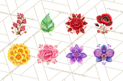 Enchanted Folk Art Florals Clipart, Stylized Flowers Png Product Image 5