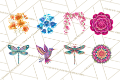 Enchanted Folk Art Florals Clipart, Stylized Flowers Png Product Image 8