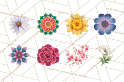 Enchanted Folk Art Florals Clipart, Stylized Flowers Png Product Image 9