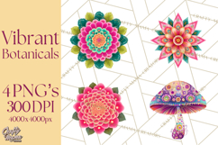 Enchanted Folk Art Florals Clipart, Stylized Flowers Png Product Image 1