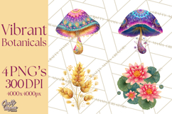 Enchanted Folk Art Florals Clipart, Stylized Flowers Png Product Image 1
