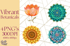 Enchanted Folk Art Florals Clipart, Stylized Flowers Png Product Image 1