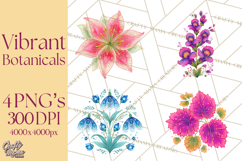 Enchanted Folk Art Florals Clipart, Stylized Flowers Png Product Image 1