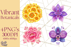 Enchanted Folk Art Florals Clipart, Stylized Flowers Png Product Image 1