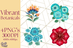 Enchanted Folk Art Florals Clipart, Stylized Flowers Png Product Image 1