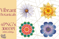 Enchanted Folk Art Florals Clipart, Stylized Flowers Png Product Image 1
