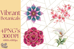 Enchanted Folk Art Florals Clipart, Stylized Flowers Png Product Image 1