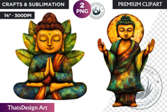 Vibrant Buddha Clipart, Happy buddha, Meditative,Sitting Product Image 1