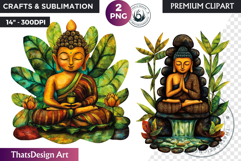 Vibrant Buddha Clipart, Happy buddha, Meditative,Sitting Product Image 1