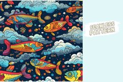 Vibrant Colorful Fish Pattern: Digital Seamless Design