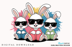Vibrant Easter Bunnies Valentine&#039;s Day Sublimation PNG Product Image 1