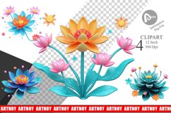 Clipart Lotus Vibrant Product Image 1