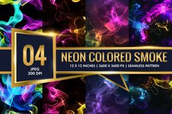 Vibrant Neon Colored Smoke Effect Patterns Digital Paper Product Image 1