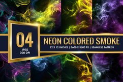 Vibrant Neon Colored Smoke Effect Patterns Digital Paper Product Image 1