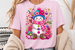 Vibrant Pink Christmas Snowman Sublimation PNG Product Image 3