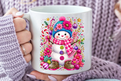 Vibrant Pink Christmas Snowman Sublimation PNG Product Image 4