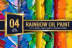 Vibrant Rainbow Oil Paint Strokes Canvas Digital Paper Product Image 1