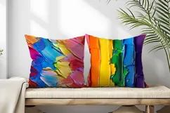 Vibrant Rainbow Oil Paint Strokes Canvas Digital Paper Product Image 2