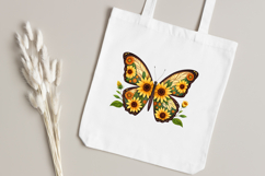 vibrant sunflower butterfly, 3D sublimation design, floral butterfly clipart, digital sunflower wing, butterfly with flowers, vibrant floral art, sunflower wing design, 3D butterfly clipart, digital floral design, vibrant sunflower wing