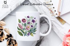 Vibrant Watercolor Flowers Clipart, Flowers Mug PNG Design Product Image 4