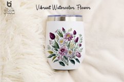 Vibrant Watercolor Flowers Clipart, Flowers Mug PNG Design Product Image 7