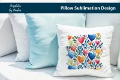 Vibrant watercolor hearts and leaves Pillow Cover printable background