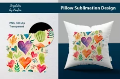 Vibrant watercolor hearts and leaves Pillow Cover printable background