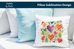Vibrant watercolor hearts and leaves Pillow Cover printable background