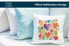 Vibrant watercolor hearts and leaves Pillow Cover printable background