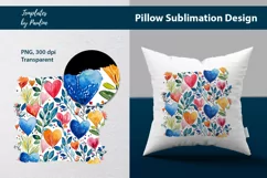 Vibrant watercolor hearts and leaves Pillow Cover printable background