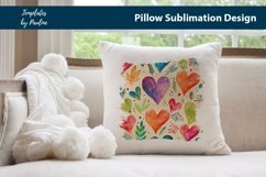 Vibrant watercolor hearts and leaves Pillow Cover printable background