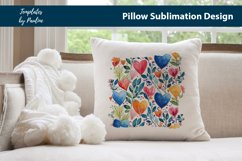 Vibrant watercolor hearts and leaves Pillow Cover printable background