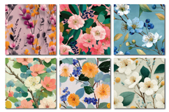 Vibrant Florals Vol.1 Seamless Digital Paper, 36 PNG Product Image 5