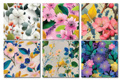 Vibrant Florals Vol.1 Seamless Digital Paper, 36 PNG Product Image 6