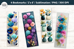 Vibrant Wildflowers Bookmarks , Printable Crafts, 4 PNG Product Image 1