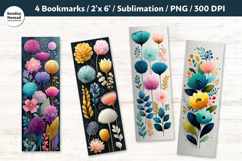 Vibrant Wildflowers Bookmarks , Printable Crafts, 4 PNG Product Image 1