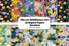 Vibrant Wildflowers Vol.1 Seamless Digital Paper, 36 PNG Product Image 1